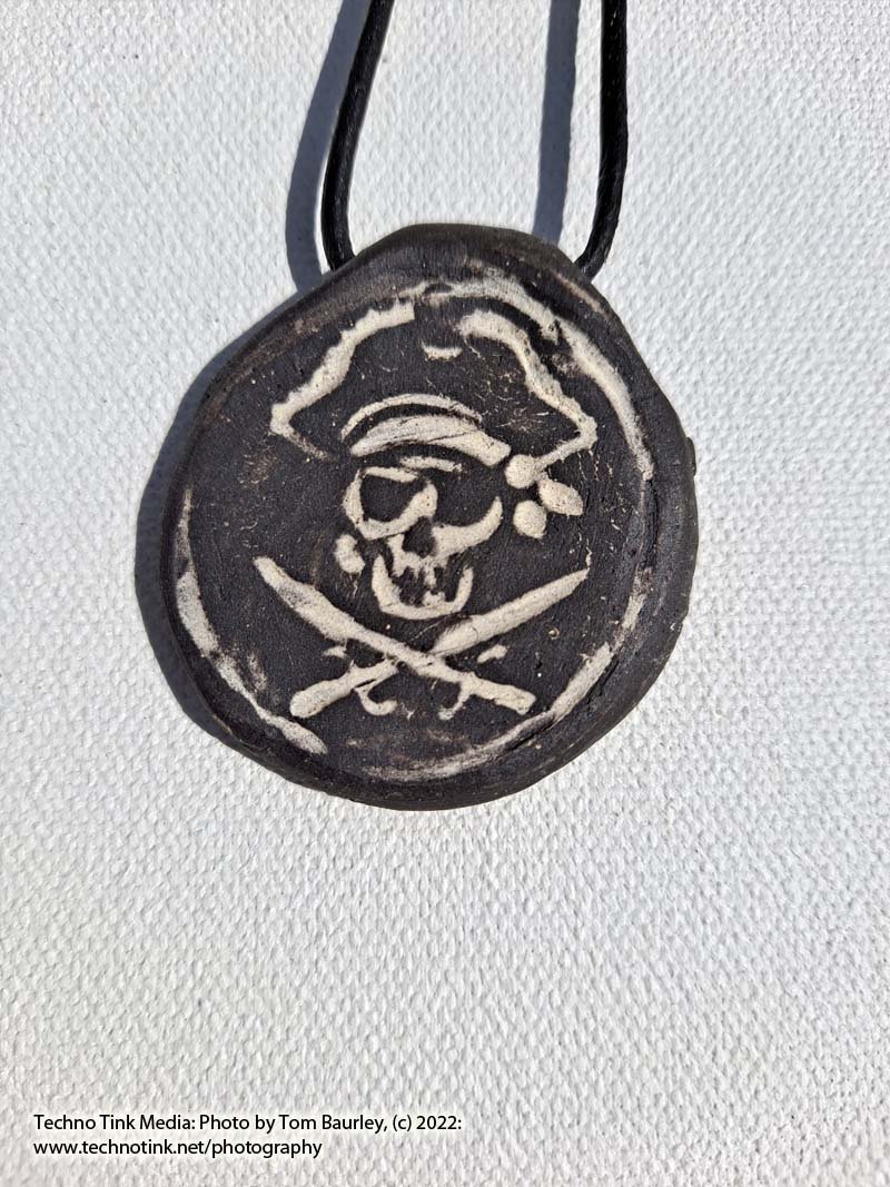 Black Jolly Rogers Clay Pendant necklace The Naiads Well