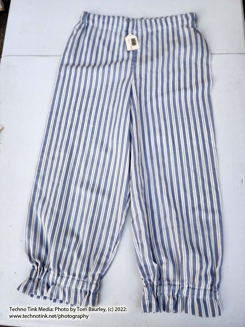 Blue and white verticle striped child bloomers - Pirate style one size ...